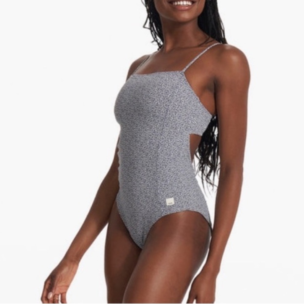 Vuori Navy Blue Azure Floral One Piece Swimsuit